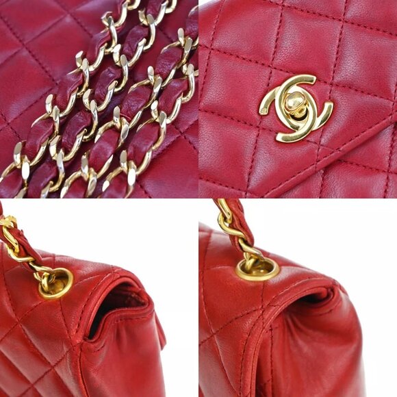CHANEL CC Mini Matelasse Chain Shoulder Bag Leather Red GHW Vintage - Picture 5 of 16